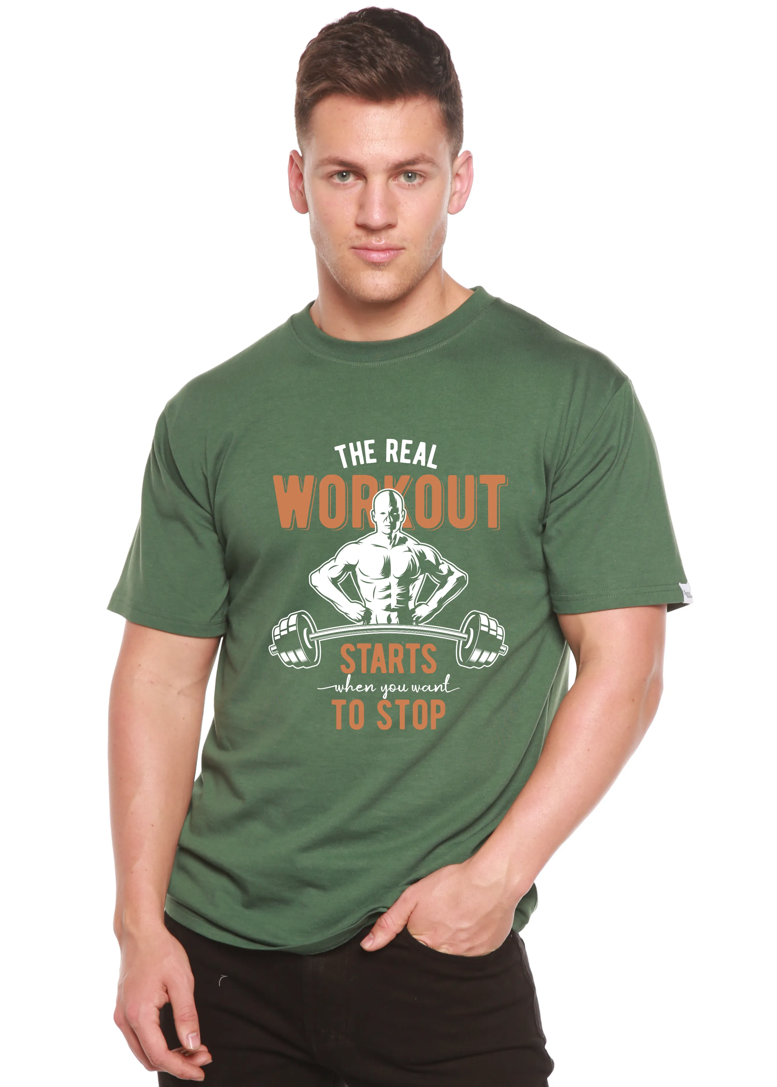 The Real Workout Men's Bamboo Viscose/Organic Cotton Short Sleeve Graphic T-Shirt