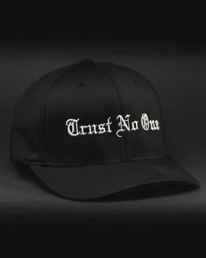 Trust No One Structured Curved Bill Flexfit Hat - Black