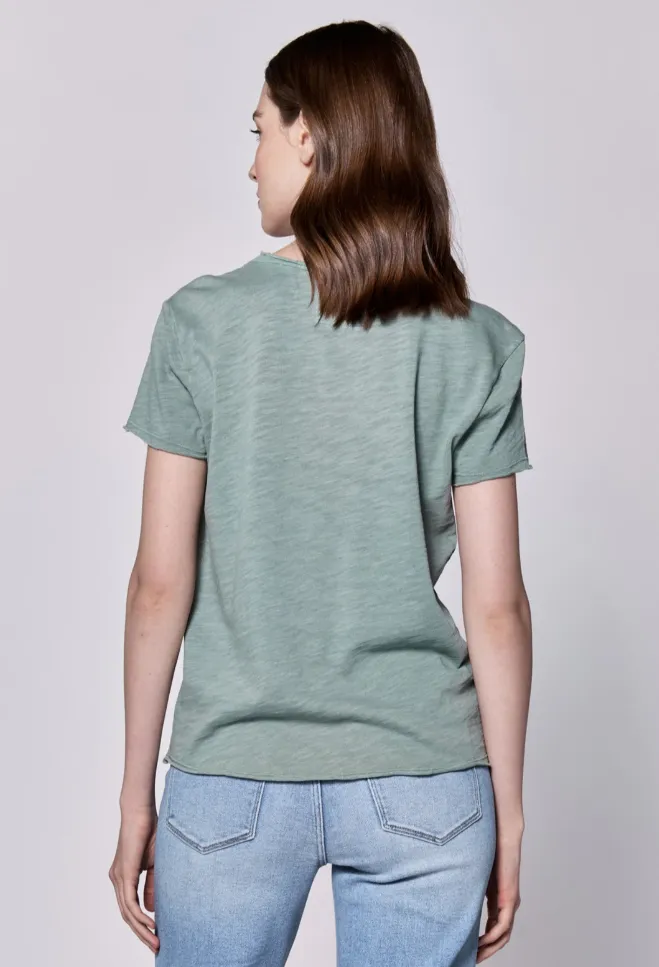 VANYA V-NECK SHORT SLEEVE SLUB JERSEY TOP