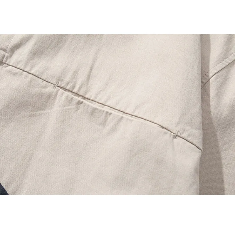 Vintage Contrast Patchwork Shirts