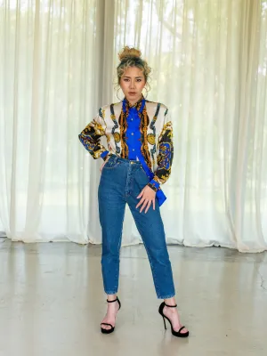 Vintage Denim Patch Blue Slim Jeans