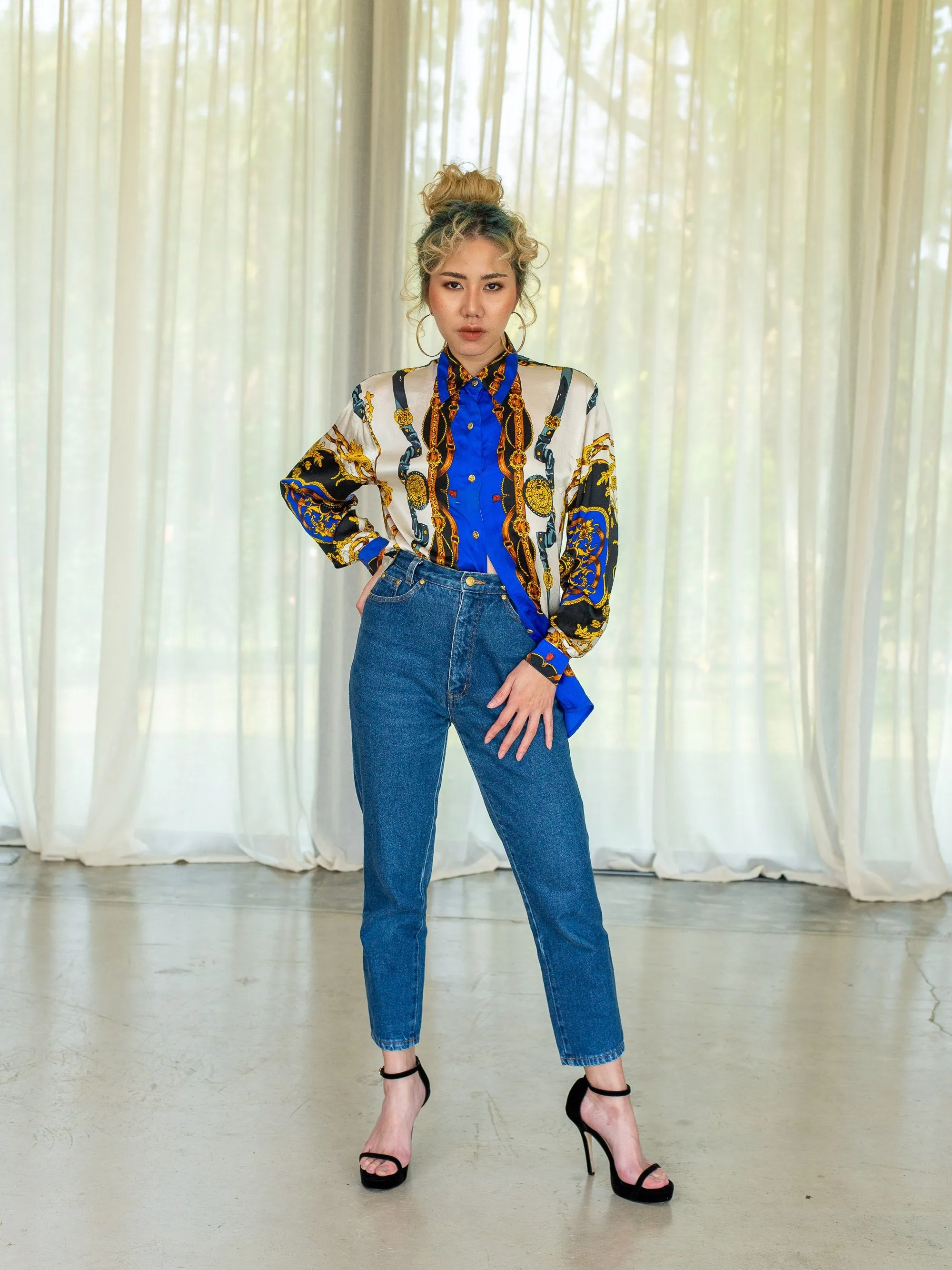 Vintage Denim Patch Blue Slim Jeans