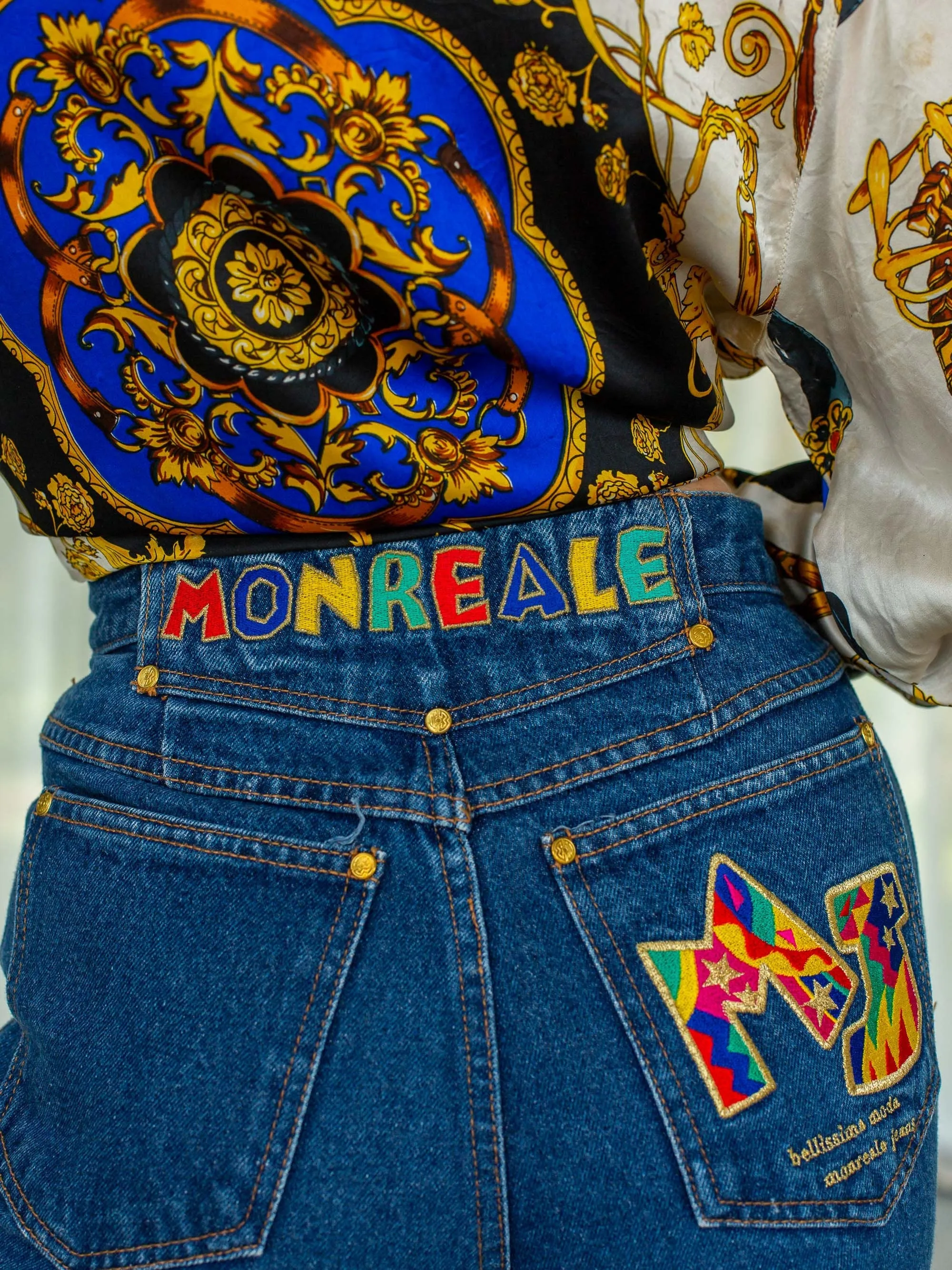 Vintage Denim Patch Blue Slim Jeans