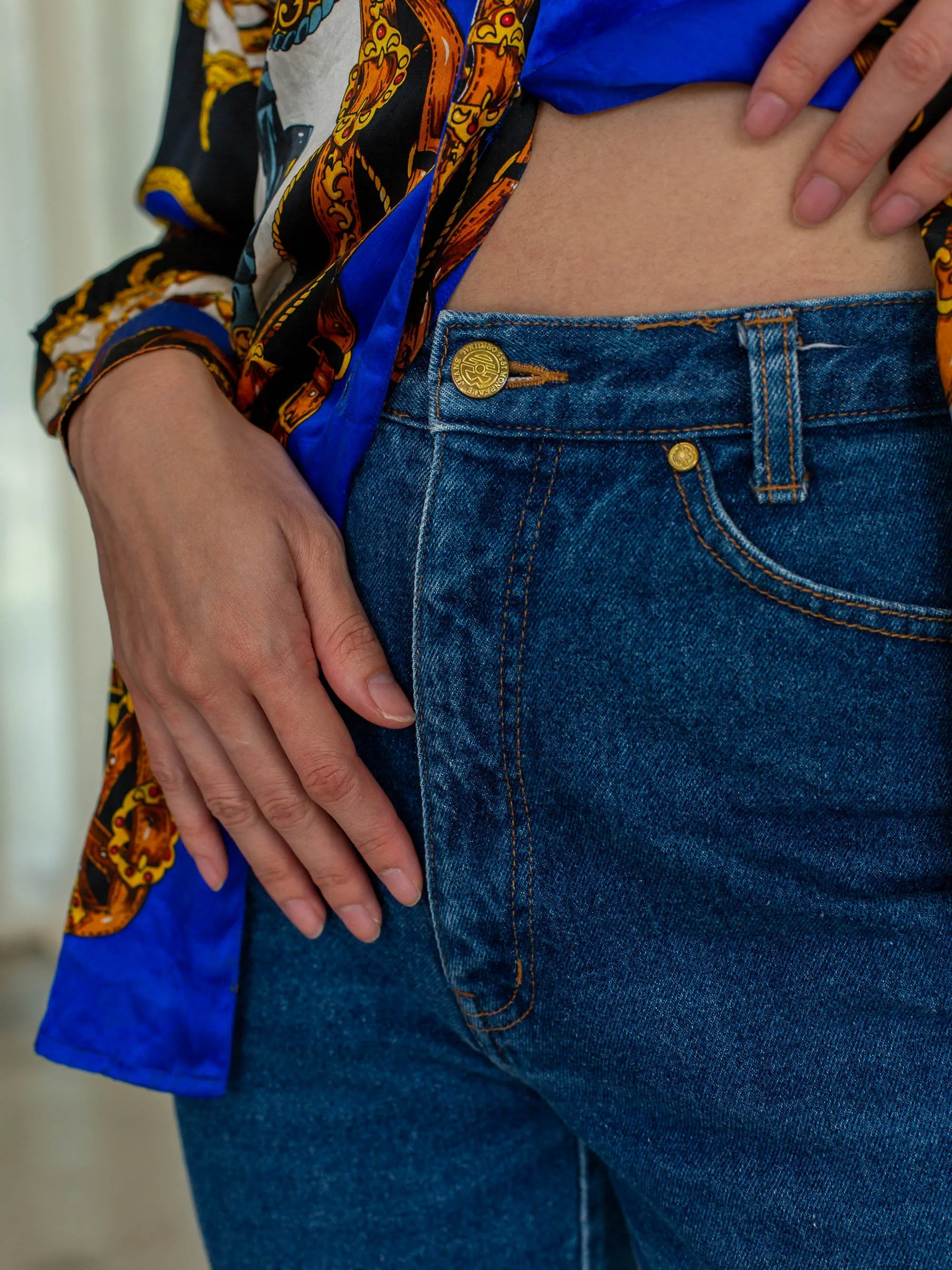 Vintage Denim Patch Blue Slim Jeans