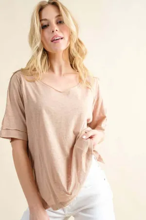 Vintage Slub Basic T-shirts Top