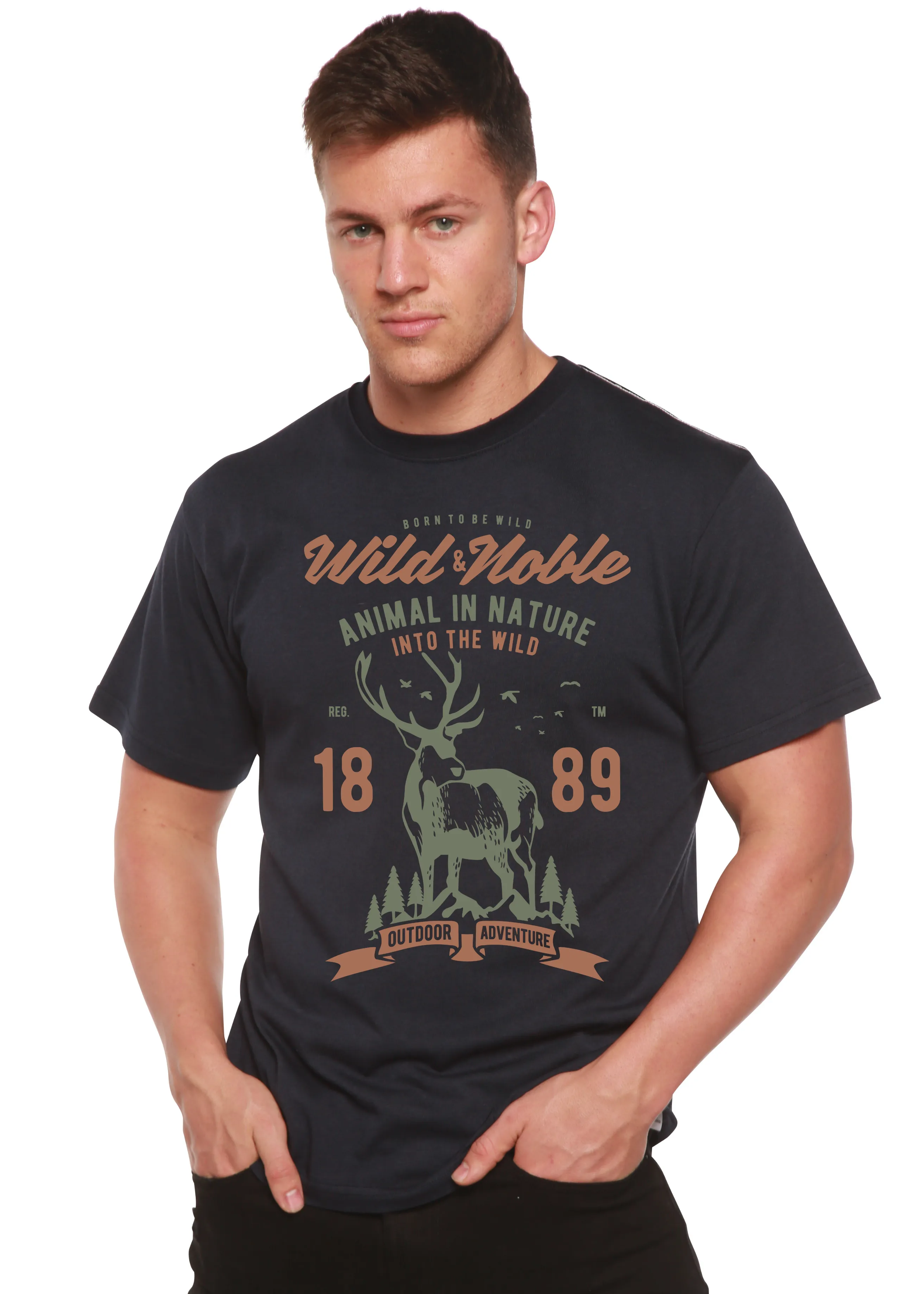 Wild And Noble Spun Bamboo® Men's Bamboo Viscose/Organic Cotton Short Sleeve Graphic T-Shirt