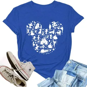 Women Magic Kingdom Castle Shirt Castle Fairy Graphic Tee Women Casual Vacation Holiday Short Sleeve Tee Top