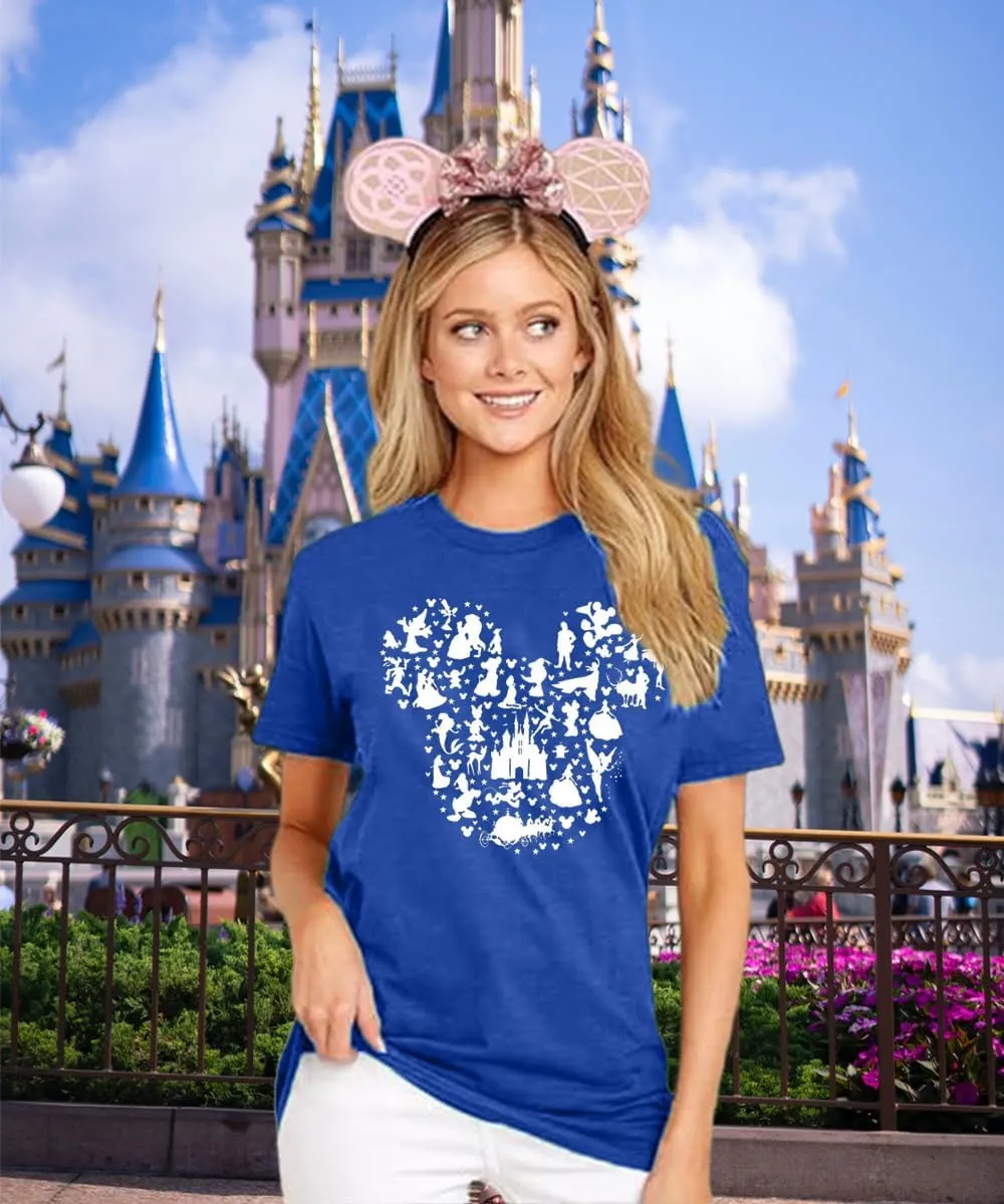 Women Magic Kingdom Castle Shirt Castle Fairy Graphic Tee Women Casual Vacation Holiday Short Sleeve Tee Top