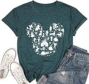 Women Magic Kingdom Castle Shirt Castle Fairy Graphic Tee Women Casual Vacation Holiday Short Sleeve Tee Top