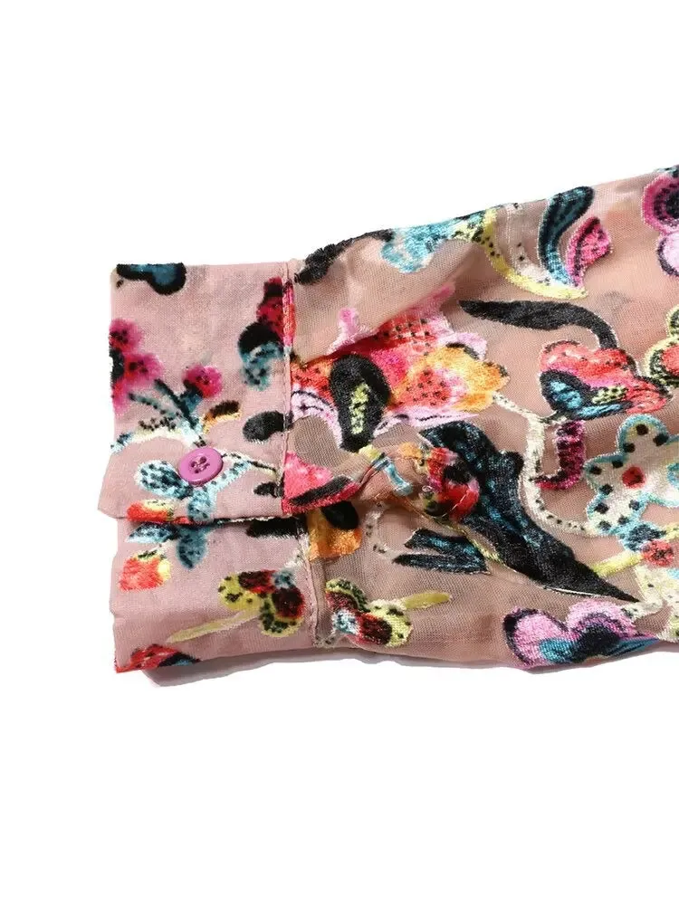 Women Shirts Floral Print Front Buttons
