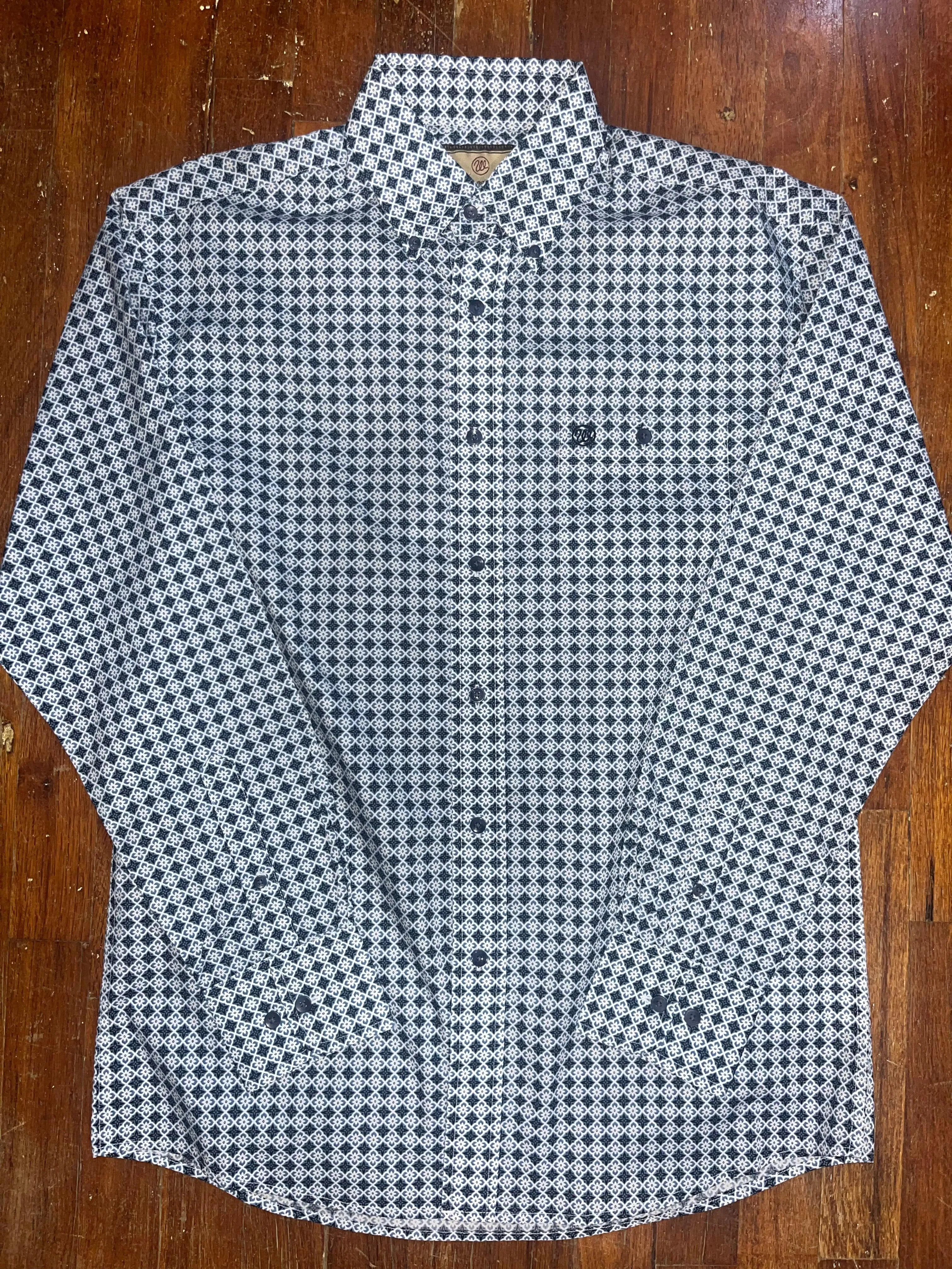 Wrangler Men’s Relaxed Fit Button Down Navy/White