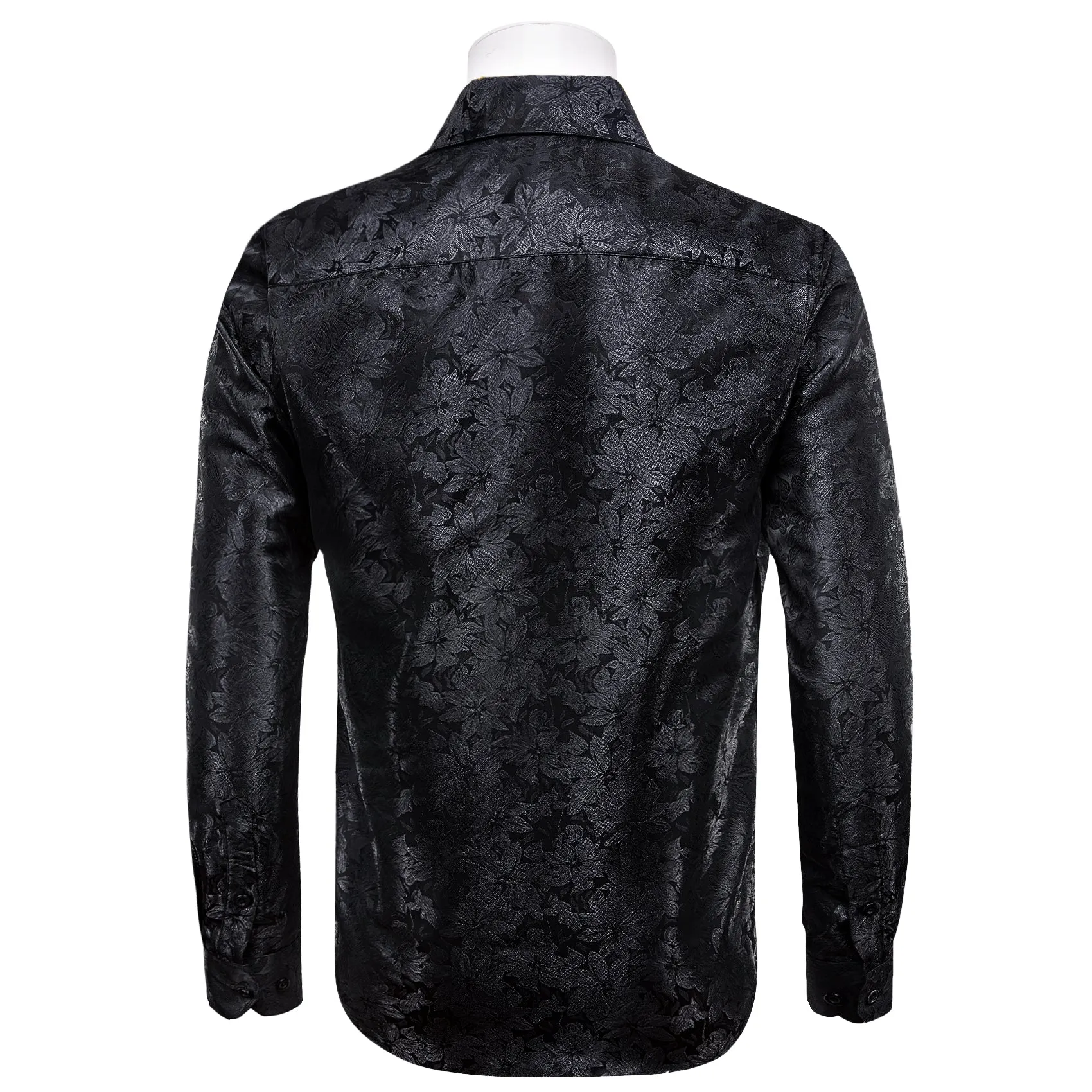 YourTies Black Shirts Floral Men's Windsor Collar Long Sleeve Shirt