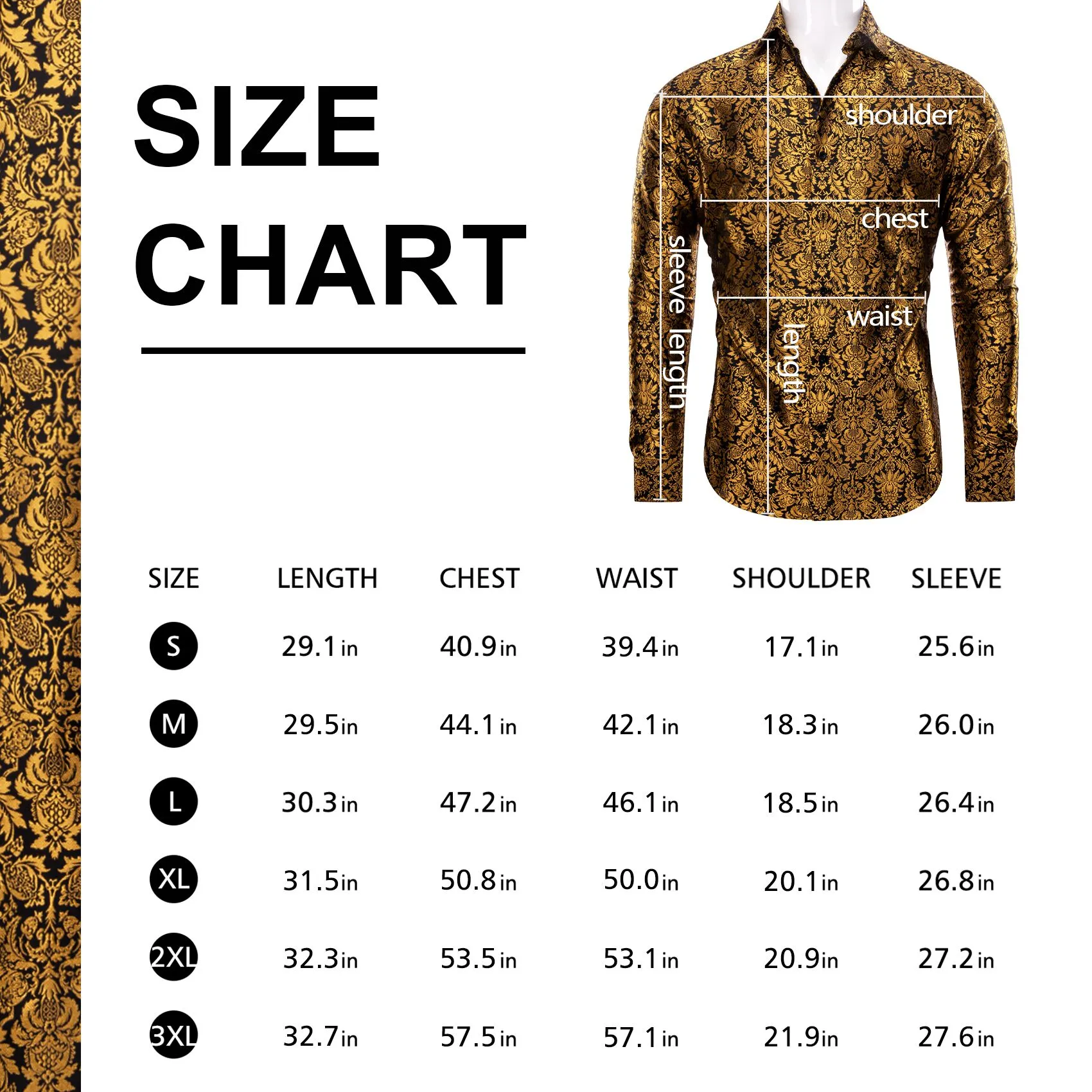 YourTies Black Shirts Floral Men's Windsor Collar Long Sleeve Shirt